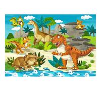 Aoihrraan 1,5x1m Dinosaur Backdrop Jungle Safari Tropical Seaside Beach Cartoon Zoo Photography Background for Boys Birthday Party Table Decor Baby Shower Banner Kids Portrait Photo Studio Props