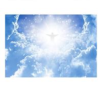Aoihrraan 1,5x1m Jesus Christ In Sky Backdrop Paradise God Heaven Cloud Bokeh Haloes Holy Light Photography Background Church Events Merry Christmas Baptism Birthday Party Kids Portrait Photo Props