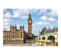 Aoihrraan 1,5x1m London Big Ben Backdrop Elizabeth Clock Tower Famous England Symbol Westminster Bridge Clear Sky Cloud River Photography Background Travel Holiday Wedding Lover Portrait Photo Props