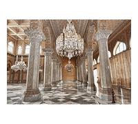 Aoihrraan 1,5x1m Luxury Palace Backdrop Retro Castle Chandelier Pillar Marble Floor European Villa Interior Photography Background Wedding Bridal Shower Birthday Party Portrait Photo Studio Props