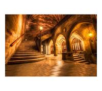 Aoihrraan 1,5x1m Retro Castle Interior Backdrop Vintage Archway Columns Old Stairway European Golden Church Photography Background Travel Holiday Birthday Wedding Lover Portrait Photo Studio Props