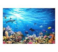Aoihrraan 1,5x1m Underwater World Backdrop Aquarium Animals Colorful Coral Tropical Fish Seabed Scene Photography Background Baby Shower Mermaid Themed Birthday Party Kid Portrait Photo Studio Prop