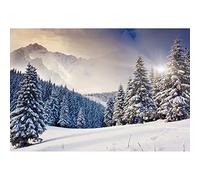 Aoihrraan 1,5x1m Winter Forest Backdrop Snow Covered Fir Pine Snowfield Snowy Mountain Nature Scenery Photography Background New Year Christmas Party Kids Teens Adult Portrait Photo Studio Props