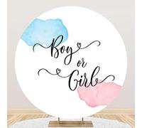 Aoihrraan 100cm Diameter Boy Or Girl Round Photography Backdrop Watercolor Pink And Blue White Background Gender Reveal What Will Be Baby Be Party Baby Shower Oh Baby Portrait Photo Studio Props