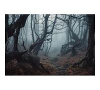 Aoihrraan 10x6.5ft Halloween Backdrop Horror Night Gray Forest Soil Spooky Mysterious Path Fog Photography Background Children Adventure Festival Birthday Party Decoration Photo Studio Props