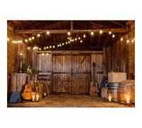 Aoihrraan 10x8ft Western Cowboy Backdrop Wild West Rustic Barn Haystacks Wooden House Door Guitar Shining Candle Vintage Photography Background Adults Birthday Party Decoration Photo Studio Props