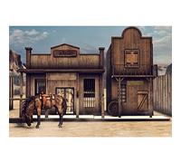 Aoihrraan 10x8ft Wild West House Backdrop Wood Bank Building Horse Western Retro Rustic Wooden House Photography Background Cowboys Party Decoration Kids Adult Wedding Portrait Photo Studio Props