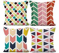 Aoihrraan 16 x 16 Inch Cushion Covers Colorful Arrow Geometric Pattern Square Soft Short Plush Throw Pillow Covers Home Decor For Living Room Sofa Outdoor Patio Garden Couch Car, 40x40cm Set of 4