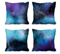 Aoihrraan 16 x 16 Inch Galaxy Cushion Covers Space Nebula Universe Retro Beautiful Square Linen Throw Pillow Covers Home Decor For Sofa Kids Bed Living Room Outdoor Garden Couch, 41x41cm Set of 4