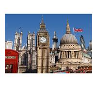 Aoihrraan 2,2x1,5m Big Ben Backdrop London Bell Tower Red Telephone Booth Famous City Landscape Photography Background Tour Vacation Wedding Shoots Kids Adults Travel Portrait Photo Studio Props
