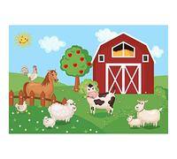 Aoihrraan 2,2x1,5m Cartoon Farm Animals Backdrop Red Farm Barn Autumn Harvest Warehouse Photography Background Barnyard Newborn Baby Shower Little Farmer Birthday Party Boy Portrait Photo Studio Props
