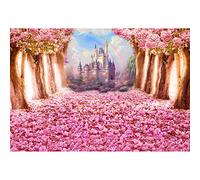 Aoihrraan 2,2x1,5m Cherry Blossoms Backdrop Magic Castle Pink Flower Trees Boulevard Rainbow Photography Background Wedding Party Bridal Shower Decoration Supplies Lover Portrait Photo Studio Props