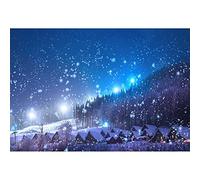 Aoihrraan 2,2x1,5m Christmas Village Backdrop Snowing Forest Winter Night View Fairy Tale Town Photography Background New Year Eve Xmas Family Party Decoration Kids Adults Portrait Photo Studio Props
