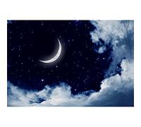 Aoihrraan 2,2x1,5m Cloudy Night Sky Backdrop Crescent Moon Starry Galaxy Twinkle Stars Dreamlike Photography Background Birthday Baby Shower Pajama Party Announce Pregnancy Kids Portrait Photo Props