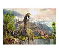 Aoihrraan 2,2x1,5m Dinosaur World Backdrop Safari 3D Dinosaurs Grassland Lake Sunshine Photography Background for Kids Birthday Party Boy Room Wallpaper Decor Baby Shower Banner Photo Studio Props