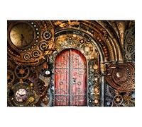 Aoihrraan 2,2x1,5m Retro Steampunk Backdrop Vintage Metal Gear Clock Antique Door Photography Background Nostalgia Style Novelty Artistic Design Party Portrait Decor Video Shoots Photo Studio Props