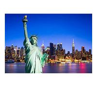 Aoihrraan 2,2x1,5m Statue of Liberty Backdrop New York Landmark Skyscraper City Night View Photography Background July 4 Independence Day Celebration Party Decoration Portrait Photo Studio Props