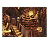 Aoihrraan 2,2x1,5m Vintage Bookshelf Photography Backdrop School Library Bookstore Stairs Wood Bookcase Background Teacher Students Graduation Party Artistic Nostalgic Portrait Photo Studio Props