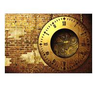Aoihrraan 2,2x1,5m Vintage Steampunk Backdrop Old Metal Gear Clock Grunge Brick Wall Iron Chain Nostalgic Clock Photography Background Adult Man Boys Nostalgia Artistic Portrait Photo Studio Props