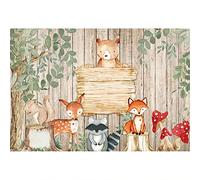 Aoihrraan 2,2x1,5m Woodland Animals Backdrop Cute Safari Jungle Retro Vertical Brown Wood Planks Photography Background Wild One Tow Birthday Newborn Party Baby Shower Portrait Photo Studio Props