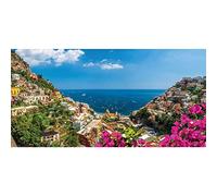 Aoihrraan 2,5x1,2m European Seaside Scenery Backdrop Italy Positano Resort Floral Famous Landmark Landscape Photography Background Holiday Outdoor Picnic Decor Banner Adult Girl Boy Photo Props