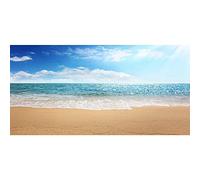 Aoihrraan 2,5x1,2m Summer Tropical Beach Backdrop Seaside Ocean Sea Horizon Sand Blue Sky White Cloud Photography Background Holiday Vacation Children Adult Kids Baby Bride Shower Photo Studio Props
