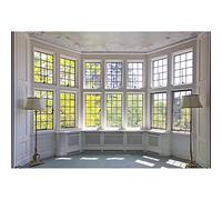 Aoihrraan 2,7x1,8m French Pane Window View Backdrop Luxury Retro Interior Windows Spring Scenery Sunshine Photography Background Wedding Party Decoration Video Conferencing Banner Photo Studio Props