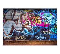 Aoihrraan 2,7x1,8m Graffiti Wall Backdrop Retro 80'S Hip Hop Hand Drawing Mural Painting On Brick Wall Photography Background Punk Music Rock Concert Birthday Party Boy Kid Adult Portrait Photo Props