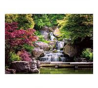 Aoihrraan 2,7x1,8m Nature Jungle Waterfall Backdrop Green Trees Forest Lotus Lake Sunshine Photography Background Travel Picture Wallpaper Fish Tank Decoration Kids Adults Portrait Photo Studio Props