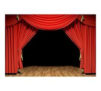 Aoihrraan 2,7x1,8m Theater Stage Backdrop Red Curtains Rustic Vintage Wooden Floor Stage Photography Background Talent Performance Show Award Ceremony Festival Celebration Banner Photo Studio Props