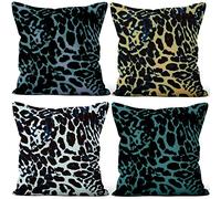 Aoihrraan 20 x 20 Inch Leopard Print Cushion Covers Animal Skin Pattern Soft Short Plush Square Throw Pillow Covers Home Decor For Living Room Sofa Outdoor Patio Garden Couch Car, 50x50cm Set of 4