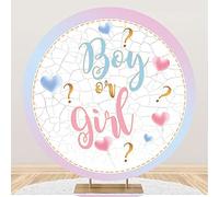 Aoihrraan 200cm Diameter Boy Or Girl Round Photography Backdrop Sweet Pink Baby Blue Love Heart White Nature Stones Pattern Background Gender Reveal Announce Pregnancy Surprise Party Photo Props
