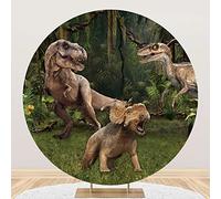 Aoihrraan 200cm Diameter Dinosaur Round Photography Backdrop Safari Jungle World Park Jurassic Period Forest Green Grass Backgrounds Baby Shower Boy 1st 2nd Birthday Party Kids Portrait Photo Props