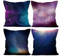 Aoihrraan 22 x 22 Inch Cushion Covers Galaxy Color Starry Stars Square Soft Short Plush Throw Pillow Covers Home Decor For Farmhouse Living Room Sofa Outdoor Patio Garden Couch, 55x55cm Set of 4