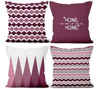 Aoihrraan 22 x 22 Inch Cushion Covers Purple White Home Modern Geometric Pattern Soft Short Plush Square Throw Pillow Covers Bed Living Room Farmhouse Sofa Outdoor Garden Couch Car, 55x55cm Set of 4