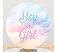 Aoihrraan 220cm Diameter Dreamlike Boy Or Girl Round Photography Backdrop Pink And Blue Cloud Background Gender Reveal What Will Be Baby Be Party Baby Shower She Or He Kids Portrait Photo Props