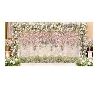 Aoihrraan 3,5x1,8m Wedding Backdrop Pink White Flower Floral Wall Photography Background Birthday Wedding Reception Anniversary Ceremony Banner Baby Girl Bridal Shower Vinyl Wallpaper Photo Props