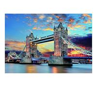 Aoihrraan 3,5x2,5m London Tower Bridge Backdrop Gorgeous Thames River Shining Bridge Light Sunset Landscape Photography Background Holiday Tour Wedding Ceremony Adults Portrait Photo Studio Props