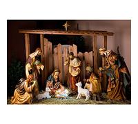 Aoihrraan 3,5x2,5m Nativity Scene Backdrop Birth of Jesus Sheep Religious Belief Shepherd Sculpture Photography Background Church Bible Story Belief Christian Believer Portrait Photo Studio Props