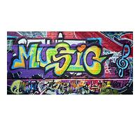 Aoihrraan 3x1,5m Music Graffiti Wall Backdrop 80s 90s' Hip Hop Concert Club Colorful Art Street Drawing Mural Painting Photography Background Girl Boy Kids Baby Portraits Photo Studio Props