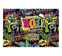Aoihrraan 3x2,5m Back to The 90's Photography Backdrop Cartoon Graffiti Wall It's Party Time Hip Hop Theme Background Retro Music Rock Punk Disco Theme Party Decoration Banner Photo Studio Props