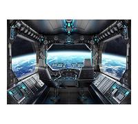 Aoihrraan 3x2,5m Spaceship Window View Backdrop Outer Space Spacecraft Cockpit Moon Surface Universe Exploration Photography Background for Boys Birthday Party Portrait Decor Photo Studio Props