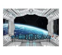 Aoihrraan 3x2,5m Spaceship Window View Backdrop Outer Space Spacecraft Control Panel Moon Surface Photography Background for Boys Birthday Party Portrait Wallpaper Decoration Photo Studio Props
