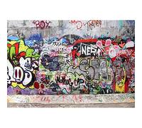 Aoihrraan 3x2,5m Urban Street Graffiti Wall Backdrop Vintage Grunge Oil Painting 80's 90's Hip Hop Style Photography Background Concert Party Western Cowboy Artistic Portrait Photo Studio Props