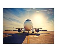 Aoihrraan 3x2m Airport Backdrop Airplane Airfield Empty Square Sun White Clouds Photography Background Boy Birthday Party Holiday Tourist Attraction Kids Adults Portrait Photo Studio Props