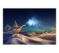 Aoihrraan 3x2m Aladdin Magic Lamp Backdrop Magic Wish Mysterious Genie Desert Arabian Fairy Tale Night Photography Background Mythology Bottle Birthday Party Kids Portrait Photo Studio Props