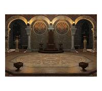 Aoihrraan 3x2m Medieval Castle Interior Backdrop Retro Archway Vintage Columns Old Carpet Dim Light Architecture Pillars Photography Background Witch Magic Party Kids Portrait Photo Studio Props