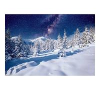 Aoihrraan 3x2m Winter Scenery Backdrop Snowfield Snowy Forest Mountain Frost Cold Galaxy Night Scenery Photography Background Family Travel Kids Teens Adult Portrait Photo Props Vinyl Wallpaper