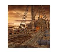 Aoihrraan 3x3m Vintage Pirate Ship Backdrop Retro Sailboat Wooden Deck Old Battleship Nautical Photography Background Boys Kids Birthday Party Halloween Decoration Portrait Photo Studio Props