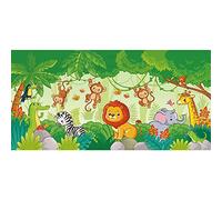 Aoihrraan 4,5x2,5m Zoo Backdrop Cartoon Safari Animals Forest Stone Photography Background Jungle Wildlife Happy Birthday Themed Party Girl Boy Kids Baby Portraits Photo Studio Props